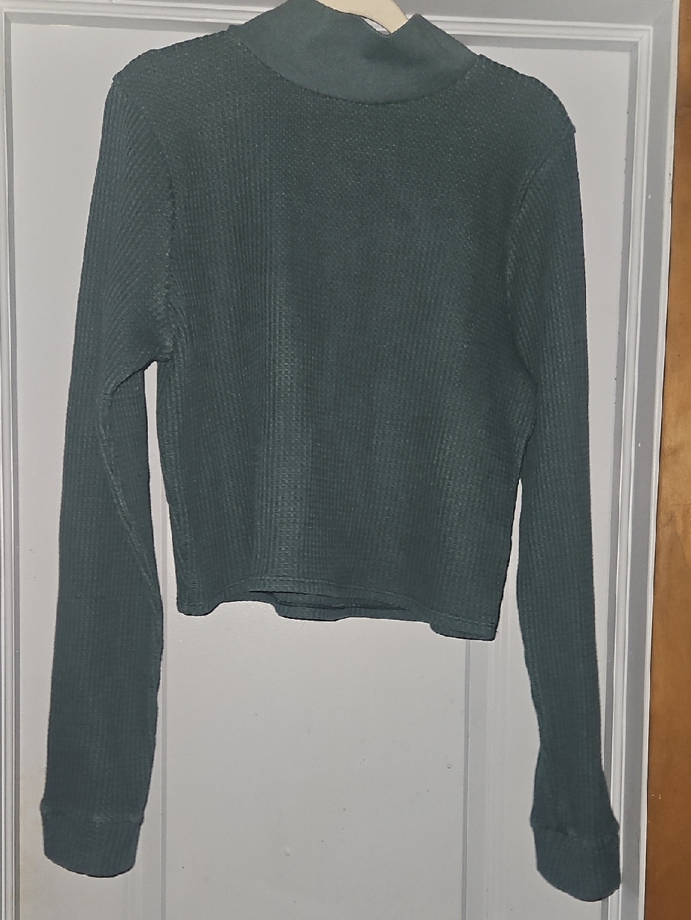 aerie Ribbed Mock Neck Long Sleeve Top in Teal Green